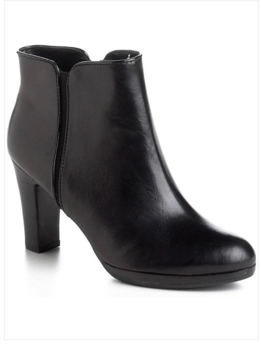 Lauren Ralph Lauren Marcy Women Leather Black Platform Heel Ankle Boot Size 8.5